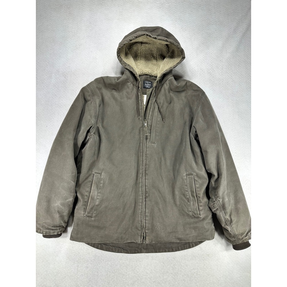 Lakin McKey by Key Mens Brown Canvas Sherpa Lined Hooded Work Jacket Large R